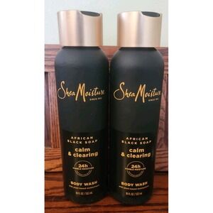 (Pack of 2) Shea Moisture African Black Soap Calm & Clearing Body Wash, 18 fl oz